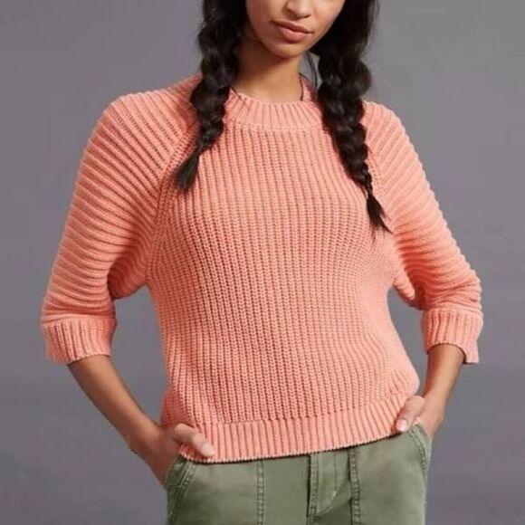 Anthropologie Maeve Mackenzie Chunky Knit Pink Sweater Size M - Picture 2 of 14